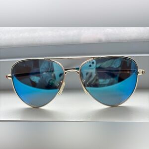 Polaroid Sunglasses with Blue Mirror Polarized Lenses - Aviator Shape - Gold